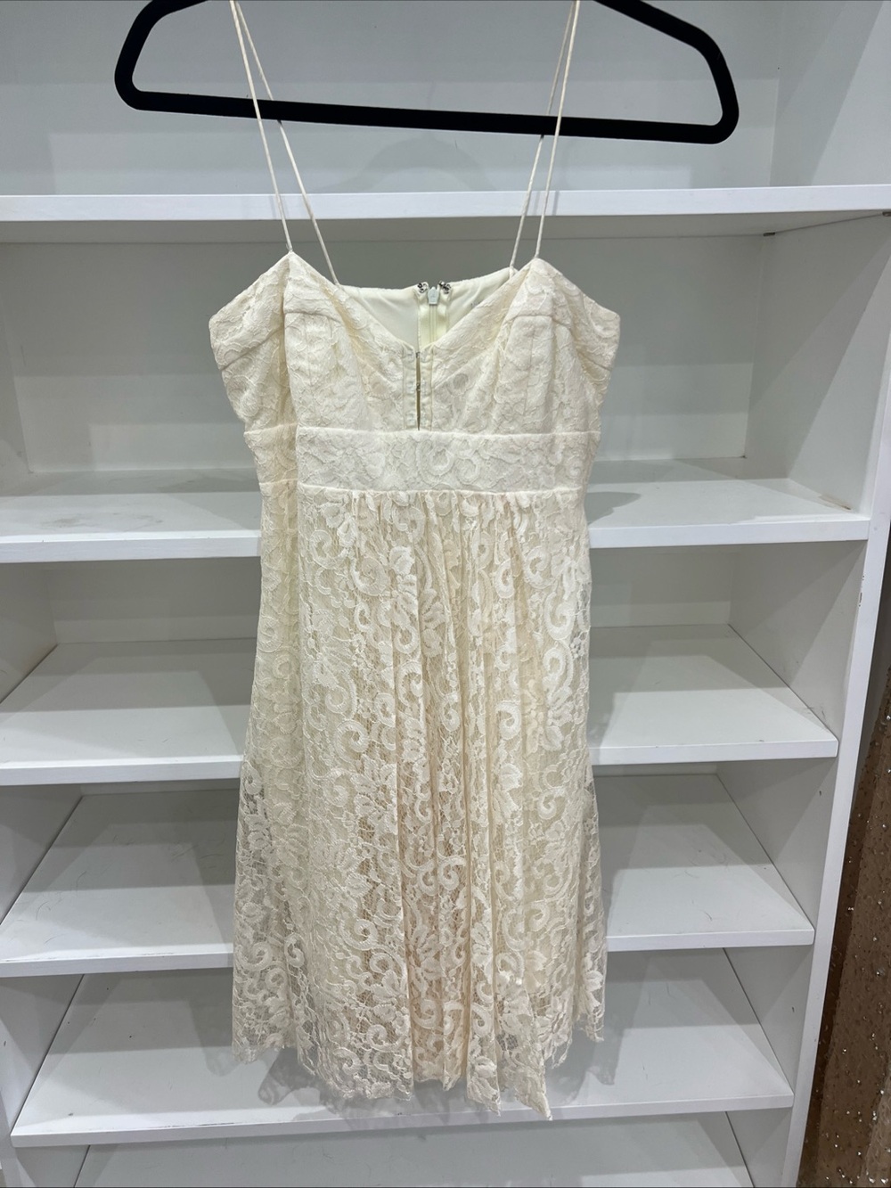 Alexia Admor Ivory Lace Spaghetti Strap Mini Dress